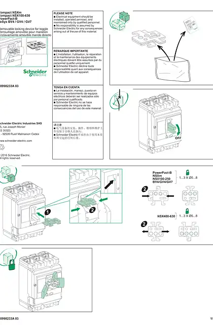 schneider施耐德Removable toggle padlock device (NSXm_NSX100-630_PowerPact-B_TeSys BV4_GV4_GV5_GV6) - 说明页